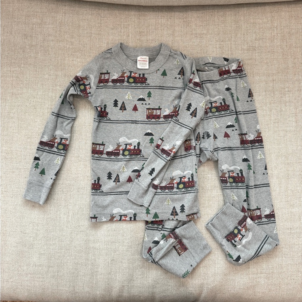 Hanna Andersson Winter Animals Train Pajama set. Size 5